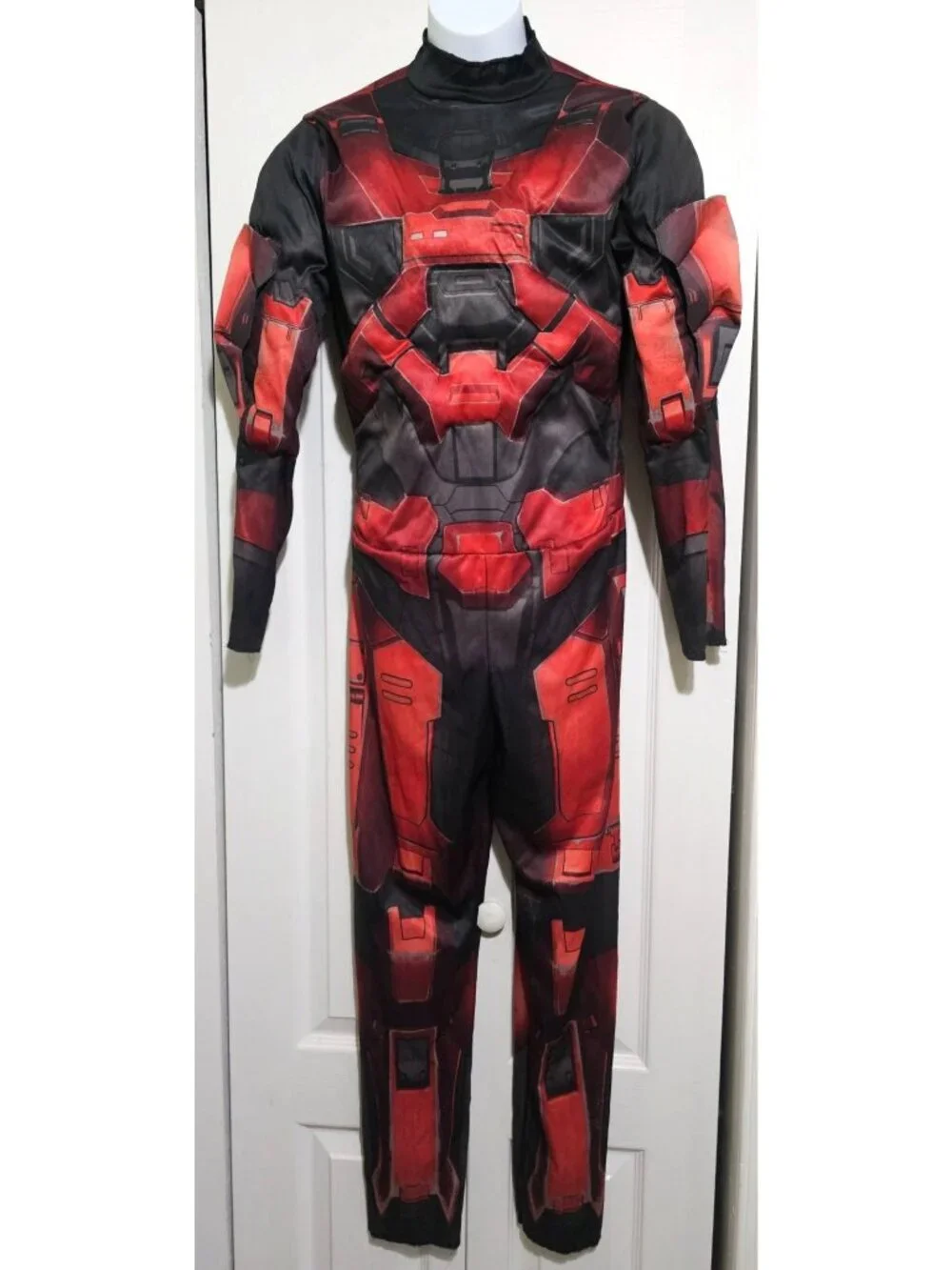 Halo Infinite Red Spartan Muscle Costume Boys 14-16 Mask Boys Halloween Gaming - Picture 2 of 6